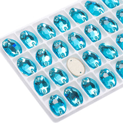 Aquamarine Oval Shape High Quality Glass Sew-on Rhinestones WholesaleRhinestone