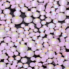 Mixed Sizes Neon Pink Snowy White AB Glass Flat Back Rhinestones For Nail Art WholesaleRhinestone