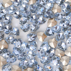 Lt Light Blue Heart Shape Glass Pointed Back Fancy Rhinestones WholesaleRhinestone