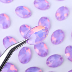 Lavender AM Oval Shape High Quality Glass Sew-on Rhinestones WholesaleRhinestone