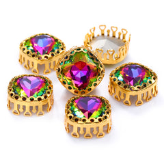 Volcano Cushion Square Shape High-Quality Glass Sew-on Nest Hollow Claw Rhinestones WholesaleRhinestone