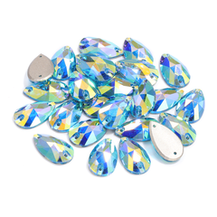 Aquamarine AB Drop Shape High Quality Glass Sew-on Rhinestones WholesaleRhinestone