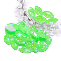 Electric Neon Peridot Navette Shape High Quality Glass Sew-on Rhinestones WholesaleRhinestone