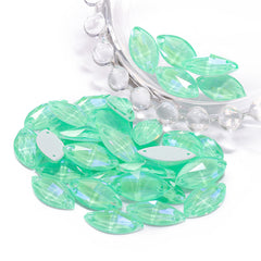 Electric Neon Greenwrap Navette Shape High Quality Glass Sew-on Rhinestones WholesaleRhinestone