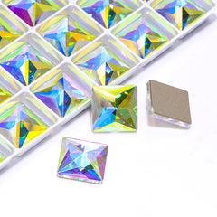 Crystal AB Square Shape High Quality Glass Beveled Flat Back Rhinestones WholesaleRhinestone