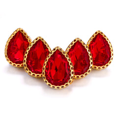 Light Siam Drop Shape High-Quality Glass Sew-on Nest Hollow Claw Rhinestones WholesaleRhinestone