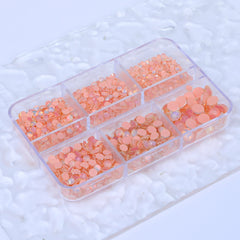 Mixed Sizes 6 Grid Box Mocha Opal Coral Reef Glass FlatBack Rhinestones For Nail Art WholesaleRhinestone