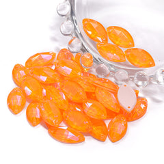 Electric Neon Orange Yellow Navette Shape High Quality Glass Sew-on Rhinestones WholesaleRhinestone