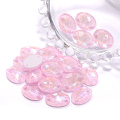 Electric Neon Light Rose Oval Shape High Quality Glass Sew-on Rhinestones WholesaleRhinestone