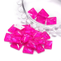 Electric Neon Fuchsia Rectangle Shape High Quality Glass Sew-on Rhinestones WholesaleRhinestone
