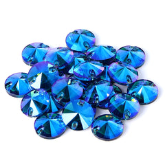 Indicolite Shimmer Rivoli Shape High Quality Glass Sew-on Rhinestones WholesaleRhinestone