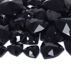 Mixed Sizes Jet Trilliant Shape High Quality Glass Sew-on Rhinestones