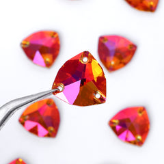 Astral Pink Trilliant Shape High Quality Glass Sew-on Rhinestones WholesaleRhinestone