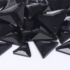 Mixed Sizes Jet Triangle Shape High Quality Glass Sew-on Rhinestones WholesaleRhinestone
