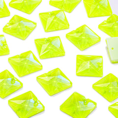 Electric Neon Jonquil Square Shape High Quality Glass Sew-on Rhinestones WholesaleRhinestone