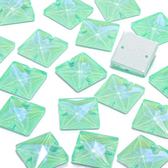 Electric Neon Greenwrap Square Shape High Quality Glass Sew-on Rhinestones WholesaleRhinestone