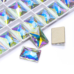 Crystal AB Rectangle Shape High Quality Glass Beveled Flat Back Rhinestones WholesaleRhinestone