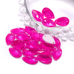 Electric Neon Fuchsia Drop Shape High Quality Glass Sew-on Rhinestones WholesaleRhinestone