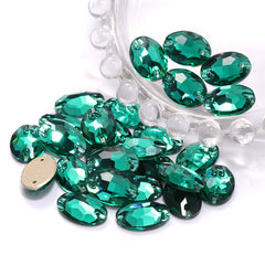 Emerald Oval Shape High Quality Glass Sew-on Rhinestones WholesaleRhinestone
