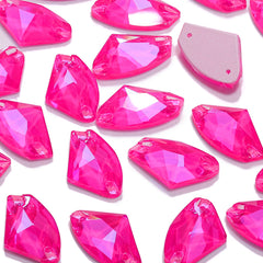 Electric Neon Fuchsia Galactic Shape High Quality Glass Sew-on Rhinestones WholesaleRhinestone