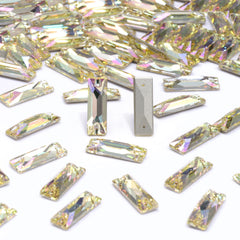 Luminous Green Cosmic Baguette Shape High Quality Glass Sew-on Rhinestones WholesaleRhinestone