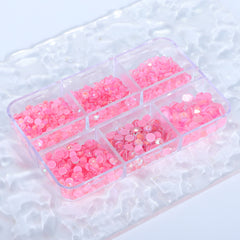Mixed Sizes 6 Grid Box Mocha Shimmer Lt Pink Glass FlatBack Rhinestones For Nail Art WholesaleRhinestone