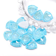 Electric Neon Aquamarine Trilliant Shape High Quality Glass Sew-on Rhinestones WholesaleRhinestone