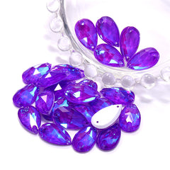 Electric Neon Violet Drop Shape High Quality Glass Sew-on Rhinestones WholesaleRhinestone