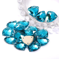 Aquamarine Trilliant Shape High Quality Glass Sew-on Rhinestones WholesaleRhinestone