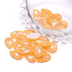 Electric Neon Sunflower Drop Shape High Quality Glass Sew-on Rhinestones WholesaleRhinestone