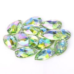 Peridot Shimmer Drop Shape High Quality Glass Sew-on Rhinestones WholesaleRhinestone