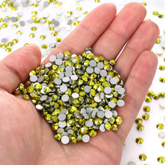 Metallic Lemon Yellow Glass FlatBack Rhinestones Silver Back WholesaleRhinestone