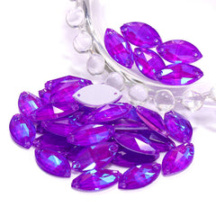 Electric Neon Violet Navette Shape High Quality Glass Sew-on Rhinestones WholesaleRhinestone