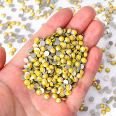 Yellow Porcelain Light Glass FlatBack Rhinestones Silver Back WholesaleRhinestone