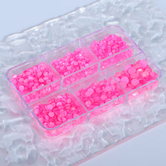 Mixed Sizes 6 Grid Box Mocha SS Pink Glass FlatBack Rhinestones For Nail Art WholesaleRhinestone