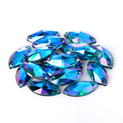 Indicolite Shimmer Navette Shape High Quality Glass Sew-on Rhinestones WholesaleRhinestone