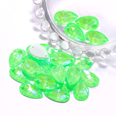 Electric Neon Peridot Drop Shape High Quality Glass Sew-on Rhinestones WholesaleRhinestone