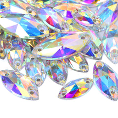 Mixed Sizes Crystal AB Navette Shape High Quality Glass Sew-on Rhinestones WholesaleRhinestone