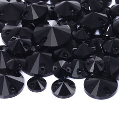 Mixed Sizes Jet Rivoli Shape High Quality Glass Sew-on Rhinestones WholesaleRhinestone