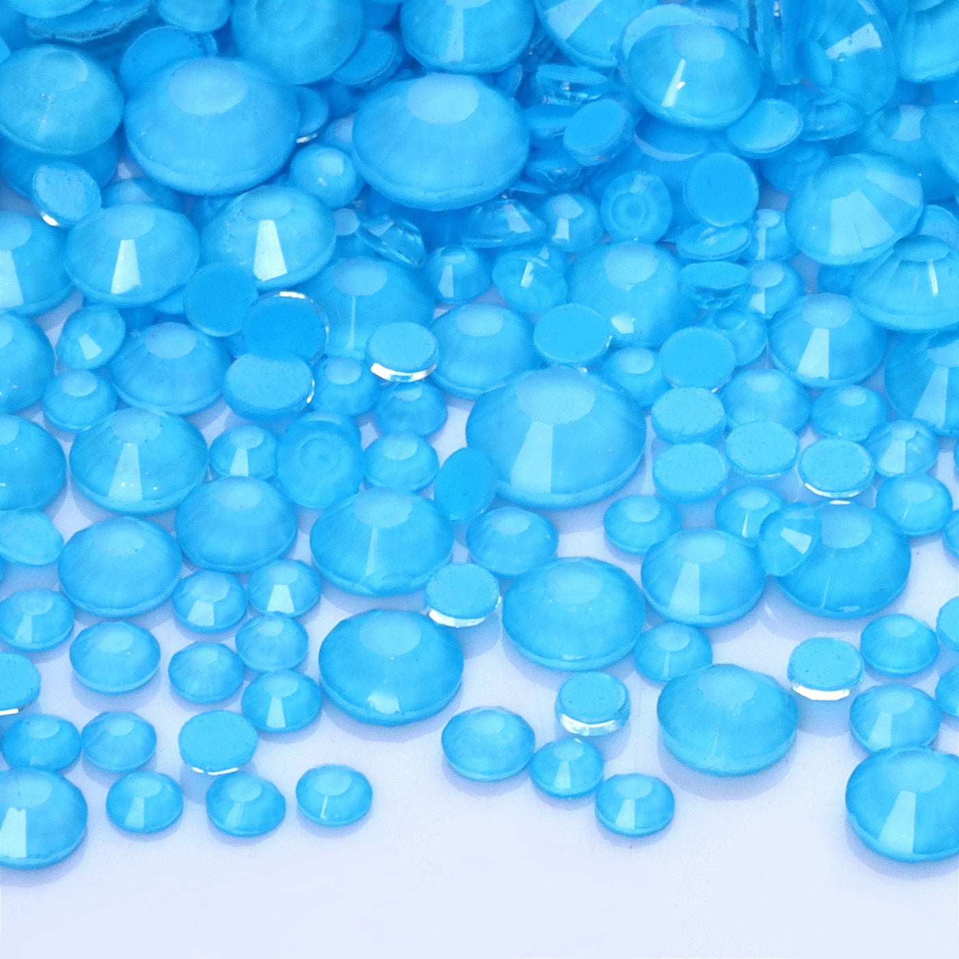 Mixed Sizes Mocha Neon Aquamarine Glass Flat Back Rhinestones For Nail Art WholesaleRhinestone