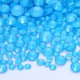 Mixed Sizes Mocha Neon Aquamarine Glass Flat Back Rhinestones For Nail Art WholesaleRhinestone