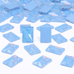 Light Sapphire AM Rectangle Shape High Quality Glass Sew-on Rhinestones