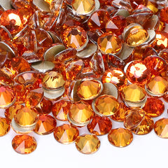 Tangerine Glass Flat Back Glue-On Rhinestones 16 Cut Facets WholesaleRhinestone
