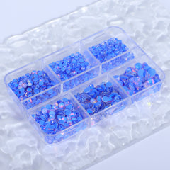 Mixed Sizes 6 Grid Box Mocha Opal Dk Blue Glass FlatBack Rhinestones For Nail Art WholesaleRhinestone