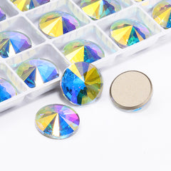 Crystal AB Rivoli Shape High Quality Glass Beveled Flat Back Rhinestones WholesaleRhinestone