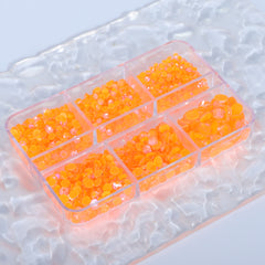 Mixed Sizes 6 Grid Box Mocha Shimmer Orange Glass FlatBack Rhinestones For Nail Art WholesaleRhinestone