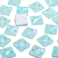 Electric Neon Light Azore Square Shape High Quality Glass Sew-on Rhinestones WholesaleRhinestone