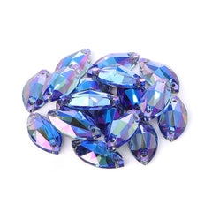 Light Sapphire Shimmer Navette Shape High Quality Glass Sew-on Rhinestones WholesaleRhinestone