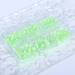 Mixed Sizes 6 Grid Box Mocha Opal Lt Green Glass FlatBack Rhinestones For Nail Art WholesaleRhinestone