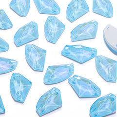 Electric Neon Aquamarine Galactic Shape High Quality Glass Sew-on Rhinestones WholesaleRhinestone